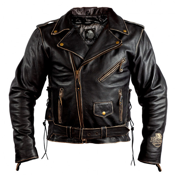 Chaqueta de motociclista de cuero, para hombre, chaqueta clásica de  motociclista con protección CE