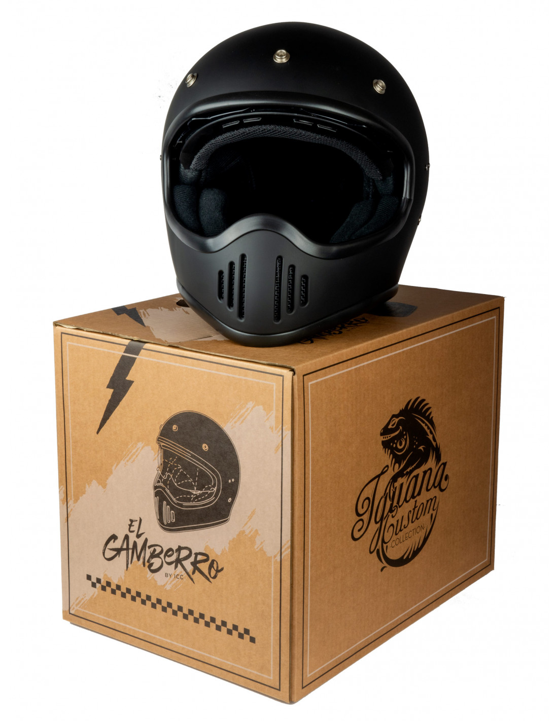 FULL FACE HELMET EL GAMBERRO BY IGUANA CUSTOM MATTE BLACK