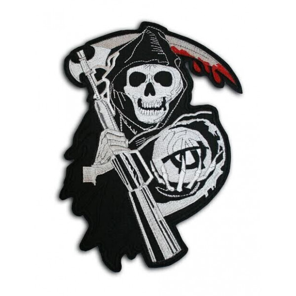 Sons of Anarchy Text and Arched Reaper Logo Patch Set 