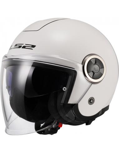 CASCO JET CON DOS PANTALLAS LS2 OF620 CLASSY BLANCO BRILLO