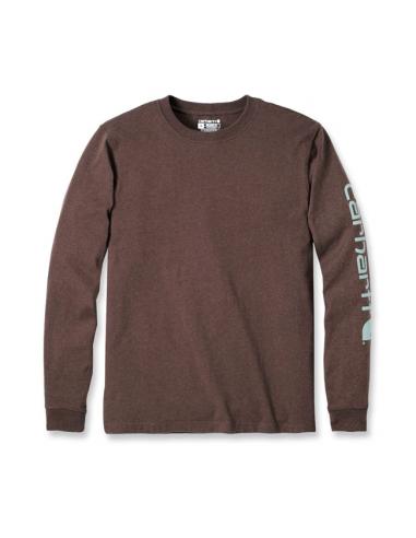 CARHARTT SLEEVE LOGO LONG-SLEEVE T-SHIRT MOCHA HEATHER